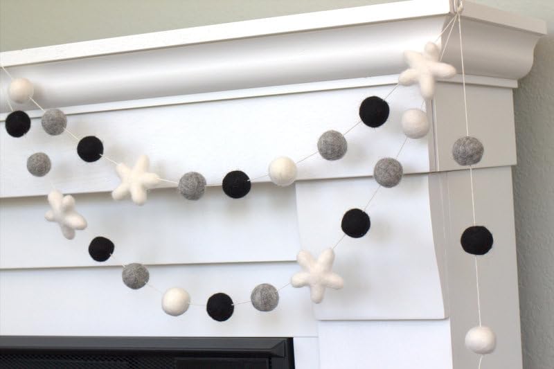 Matthew Mae Felt Garland - Black Gray White - Halloween Decor Use