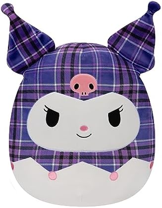 Squishmallows Sanrio Kuromi 14-Inch Purple Plaid Plush