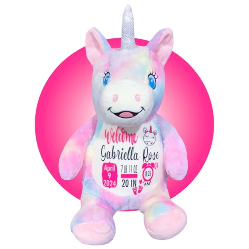Personalized Unicorn Birth Stat Stuffed Animal - 185 Tall