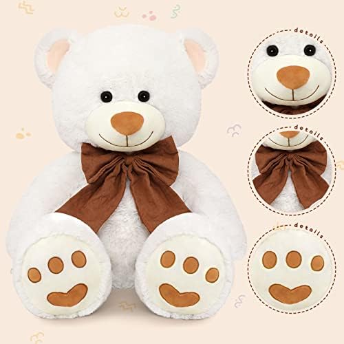 MorisMos 40 Inch White Teddy Bear Plush Toy