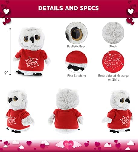 DolliBu I Love You Grey Owl Plush 9 Inches