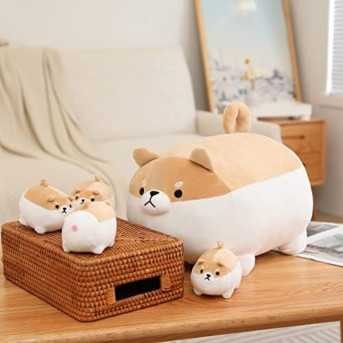 SQEQE Shiba Inu Plush Toy with 4 Zipper Baby Shiba Inu