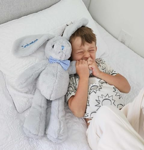 DIBSIES Personalized Hoppity Floppity Bunny 18-inch Gray with Blue Bowtie