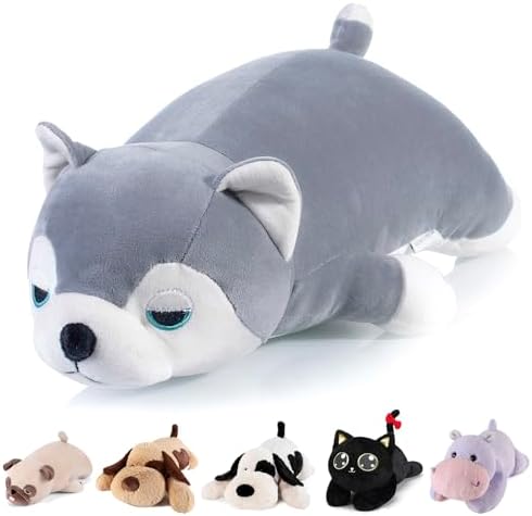 Meowtastic Husky Weighted Plush Toy - 28 Inch 40 Lbs Comfort Pillow