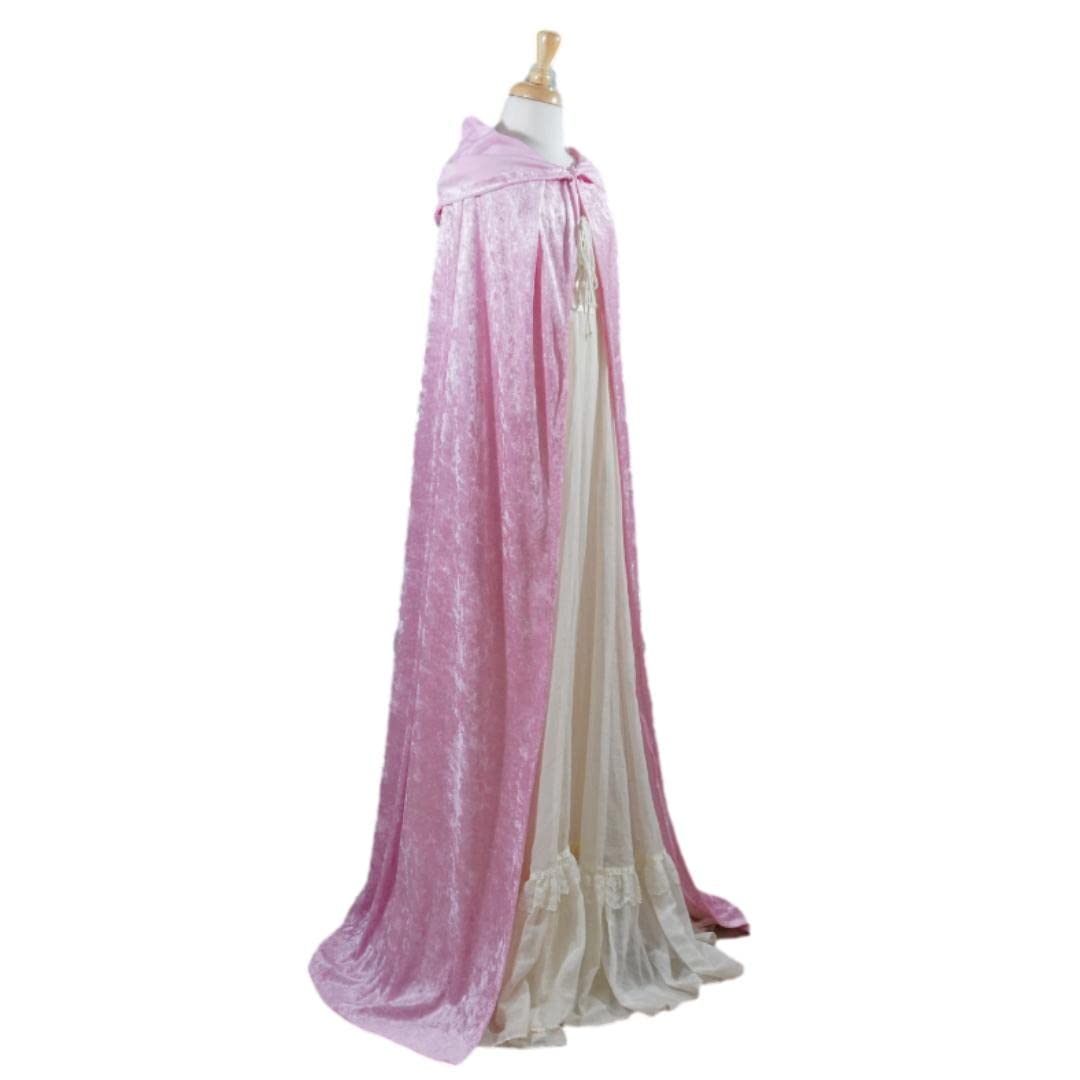 Light Pink Crushed Velvet Hooded Cape for All Sizes