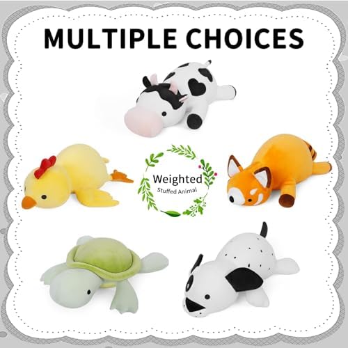 FLORVIV Weighted Cow Plush Toy 24 42lb Comfort Pillow for Kids
