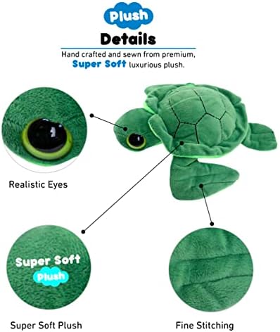 DolliBu Plush Sea Turtle - 6 Inch Huggable Big Eye Toy