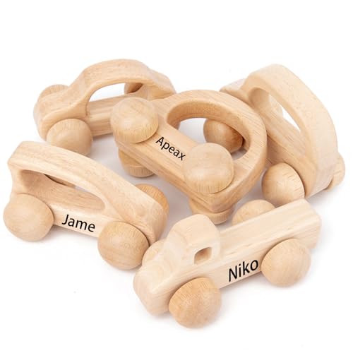 Personalized Name Wooden Toy Car for Toddlers 1-3