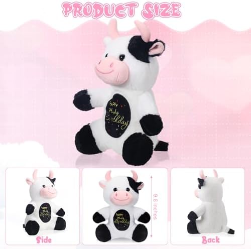 HyDren 98 Inch Happy Birthday Cow Plush Toy
