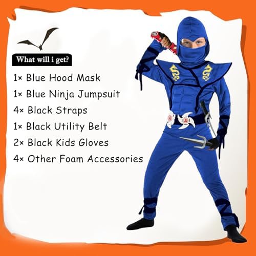 SATKULL Kids Ninja Costume Set Halloween Cosplay with Accessories
