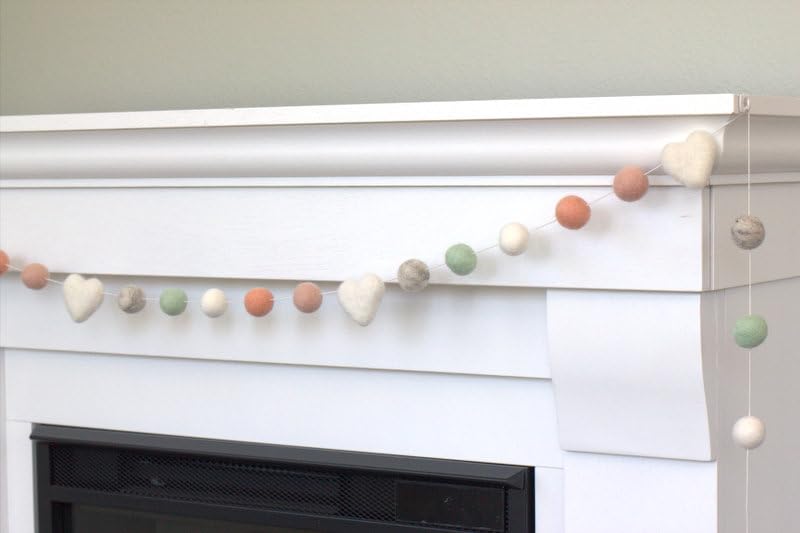 Felt Ball and Heart Garland - 1 Wool Felt Balls