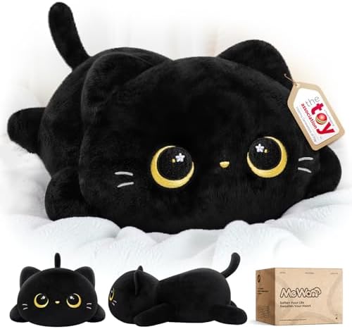 Cute Black Cat Plush Pillow for Kids Girls