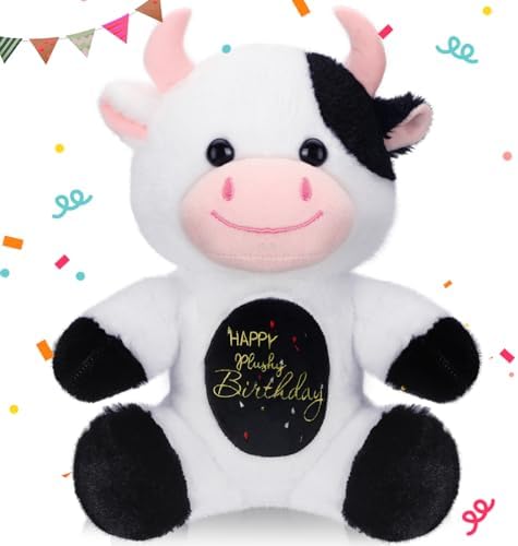 HyDren 98 Inch Happy Birthday Cow Plush Toy
