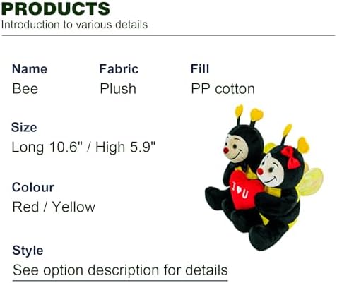 Yohaki Cute Bee Plush Stuffed Animal 2 in 1 Soft Plushie