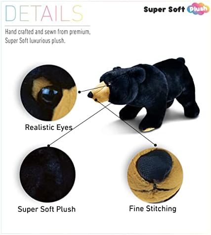 DolliBu Plush Black Bear - 16 Inches Huggable Toy