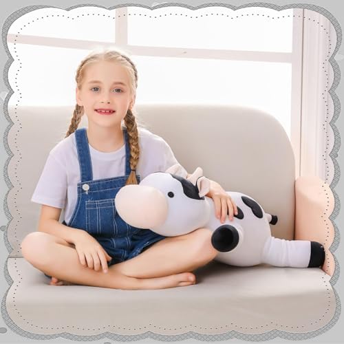 FLORVIV Weighted Cow Plush Toy 24 42lb Comfort Pillow for Kids