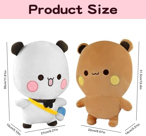 2 Pack White Bear and Brown Bear Plush Stuffed Animals