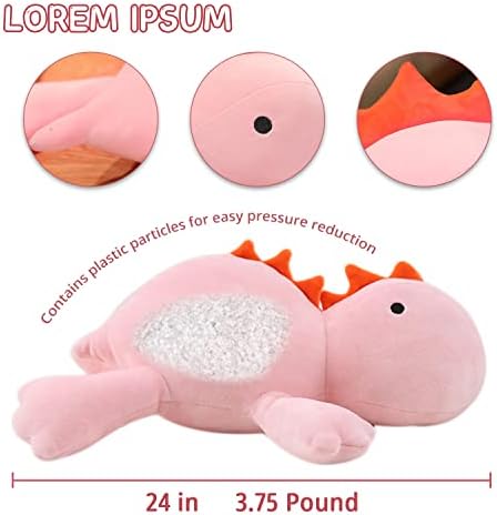 PopMeme Weighted Dinosaur Plush Throw Pillow 24 35lbs Pink 1