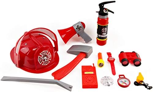 deAO Fireman Costume Kids 13 Pcs Dress Up Set