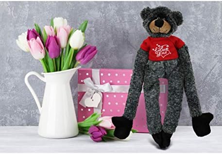 DolliBu I Love You Valentine Black Bear Plush - 21 Inches 1