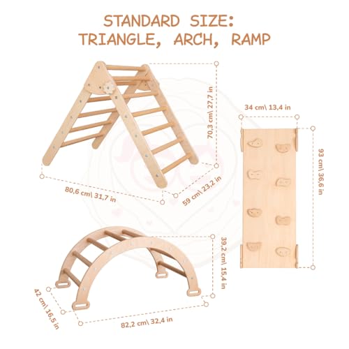 Wood And Hearts 3 in 1 Climbing Gym for Toddlers