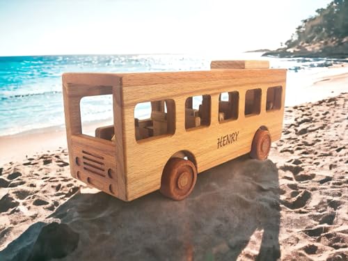 Personalized Wooden School Bus Toy for Toddlers