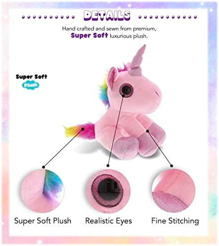 DolliBu Plush Pink Unicorn Stuffed Animal - 7 Inch