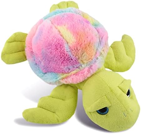 DolliBu Rainbow Green Sea Turtle Plush Toy