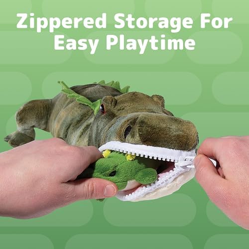 PREXTEX Stuffed Alligator with 3 Baby Alligators