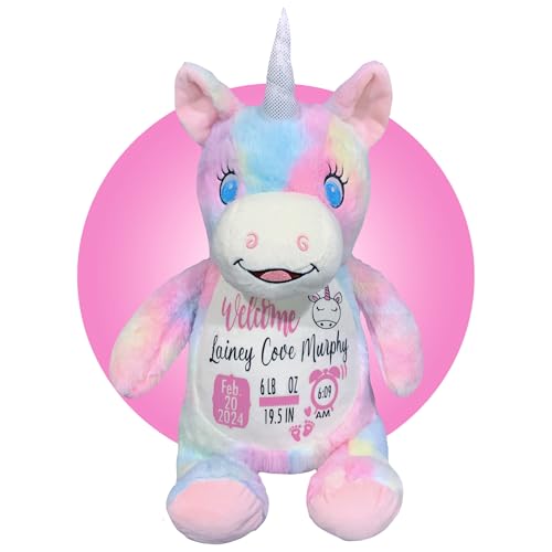Personalized Unicorn Birth Stat Stuffed Animal - 185 Tall