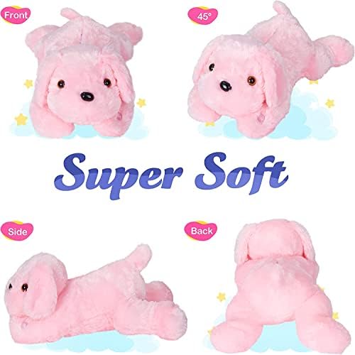 Glowing LED Pink Puppy Dog Plush Toy with Night Light