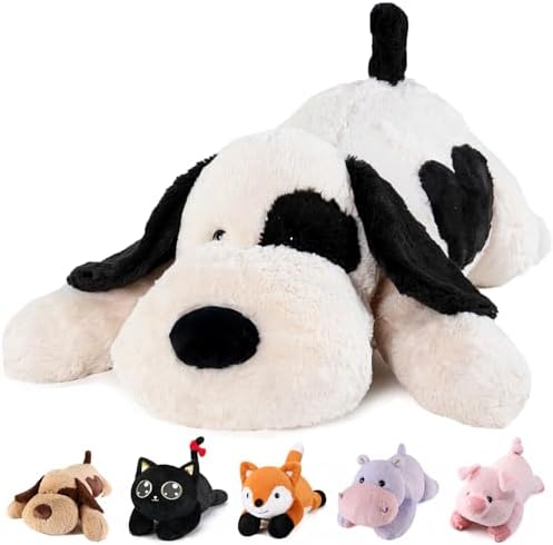 Meowtastic Black White Weighted Plush Stuffed Animal