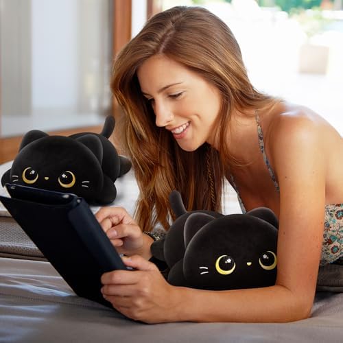 Cute Black Cat Plush Pillow for Kids Girls
