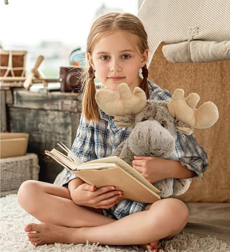 DolliBu Floppy Moose Plush - 12 Inch Huggable Toy