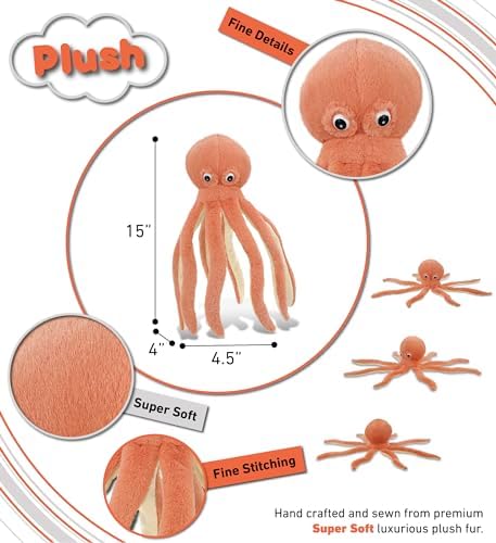 DolliBu Orange Octopus Super Soft Plush Toy 15 Inches
