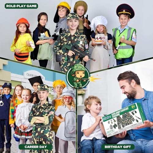 GIFTINBOX Kids Army Costume Set with Toys
