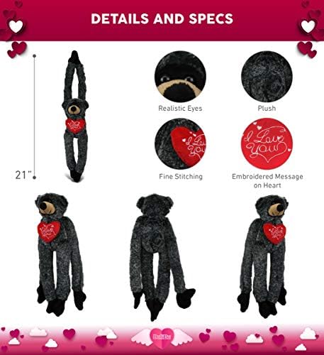 DolliBu I Love You Valentine Black Bear Plush - 21 Inches