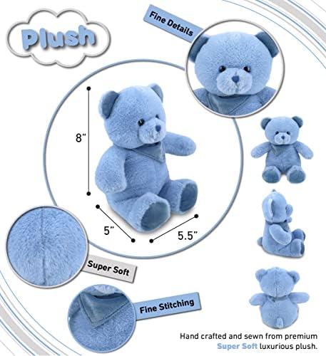 DolliBu Baby Blue Bear Plush Toy - 8 Inches