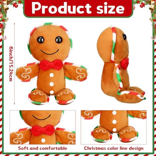 Poen 6 Pcs Christmas Gingerbread Plush Stuffed Animals