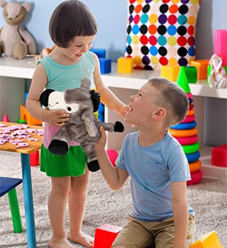Puzzled DolliBu Laying Donkey Plush - 9 Inch Huggable Grey Stuffed Animal