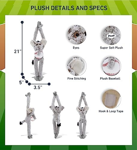 DolliBu Long Arms Elephant Plush with Baseball - 21 Inches