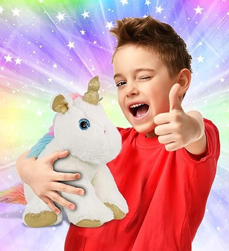 DolliBu White Gold Unicorn Plush 115 Inch