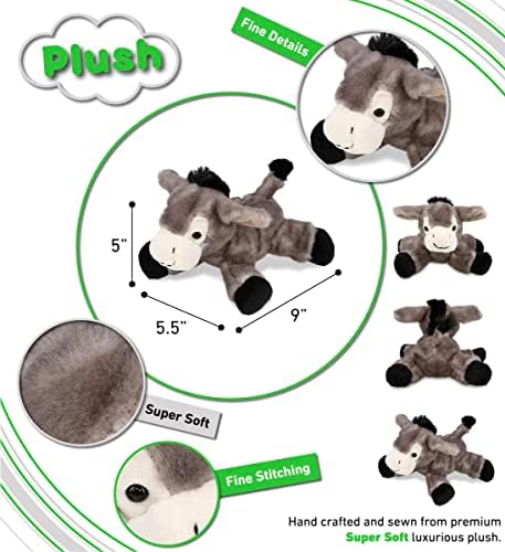 Puzzled DolliBu Laying Donkey Plush - 9 Inch Huggable Grey Stuffed Animal