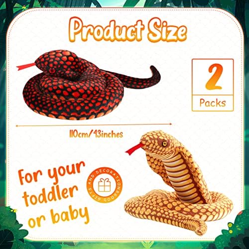 Zhanmai 2 Pcs Lifelike Cobra Plush Snake Toy