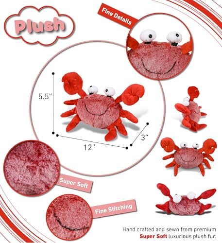 DolliBu Red Crab Plush Toy - 12 Inches Soft Stuffed Animal