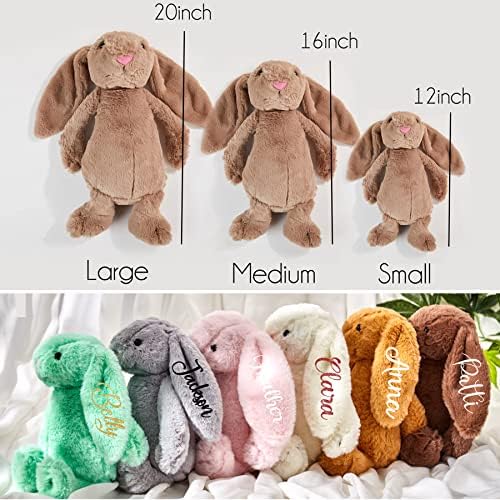 Flycalf Personalized Valentines Bunny with Embroidered Name