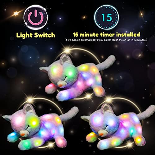 Hopearl LED Plush Cat Night Light Playset with 3 Baby Kittens