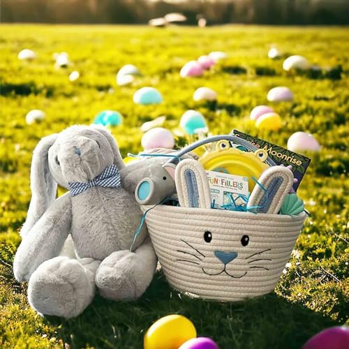 DIBSIES Personalized Hoppity Floppity Bunny 18-inch Gray with Blue Bowtie