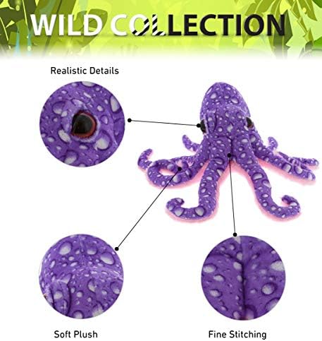 DolliBu Wild Stuffed Animal Purple Octopus 12 in