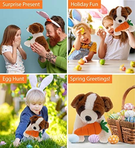 DolliBu St Bernard Dog Plush with Carrot - 8 Inches